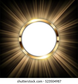 Metallic gold ring with text space and Light illuminated Vector Illustration