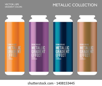 Metallic gold, silver, bronze colorful palette set. Gradient background template for screen, mobile, banner, label, tag, packaging, print. Packaging mockup.