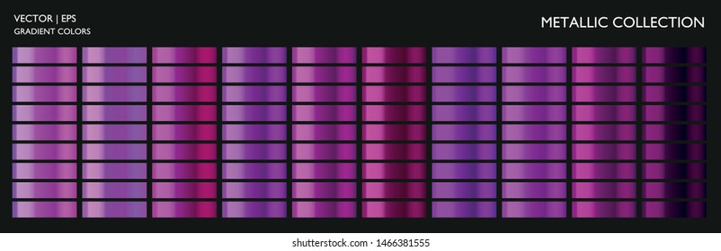 Metallic gold, silver, bronze colorful palette and texture set. Holographic background template for screen, mobile, banner, label, tag. Vivid color gradient 