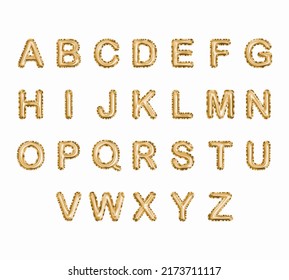 Metallic Gold Text Balloons, golden letter alphabet, vector illustration