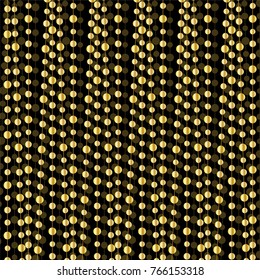 metallic gold vertical garland vector pattern on black