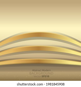 Metallic golden beige 3d art deco elegant realistic geometric abstract modern vector background techno rippled decoration, luxury strong design for cover or banner decoration, shiny creative pattern
