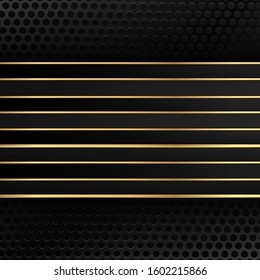 Metallic golden black shiny  elegant realistic geometric abstract modern vector background techno rippled decoration, luxury strong design for web and  print decoration  