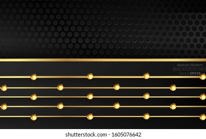 Metallic golden black shiny  elegant realistic geometric abstract modern vector background techno rippled decoration, luxury strong design for web and  print decoration  