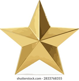 Metallic golden five pointed star with smooth reflective surfaces and clean edges a polished gold star sculpture with sharp bevels and a metallic finish metal gold object shape