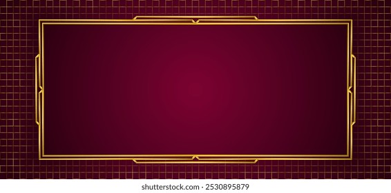 Metallic golden frame design, elegant empty banner background template.
