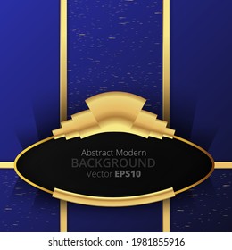 Metallic golden navy royal blue 3d art deco elegant realistic geometric abstract modern vector background techno rippled decoration, luxury strong design for decoration, shiny creative pattern