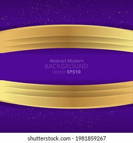 Metallic golden purple violet wavy motion 3d art deco elegant realistic geometric abstract modern vector background, luxury strong design cover, banner decoration, shiny sparkles creative pattern