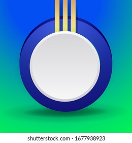Metallic golden stage with floating geometrical forms and glow neon light, round platform, realistic minimal background, 3d luxury frame scene for product presentation or mockup. Vector Illustration