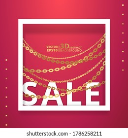 Metallic golden stage  realistic, round platform and realistic frame minimal background, 3d scene for product presentation or mockup. Sale promo podium, for winner, advertising.