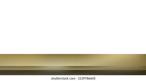 Metallic golden table for background, advertising product display space, white background - Vector illustration