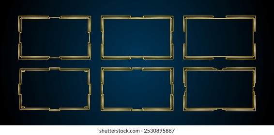 Conjunto de marco de Vector dorado metálico, para Fotos, texto, diseño decorativo simple.