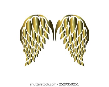 metallic golden wings isolated on white background