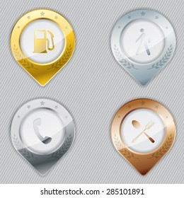 Metallic gps pointer set with various icons