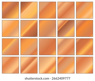 Colección de gradiente metálico con holograma de arco iris brillante. Textura de lámina holográfica, dorada, gradación amarilla. Conjunto de Vector para marco, cinta, borde, otro diseño.