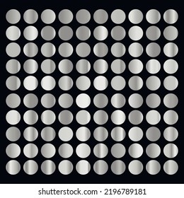 Metallic gradient collection with shiny silver hologram. Holographic foil texture, chrome metal gradation. Vector set for frame, ribbon, border, cover, banner, other design.