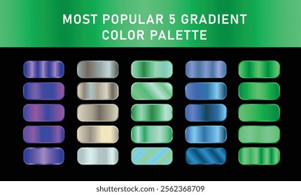 Metallic gradient foil background. most popular gradient. Gold, Pink gold, Silver and Holographic metal vector template