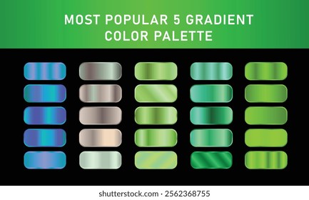 Metallic gradient foil background. most popular gradient. Gold, Pink gold, Silver and Holographic metal vector template