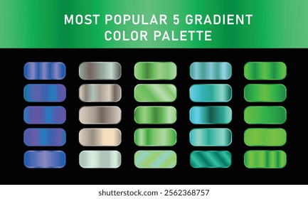 Metallic gradient foil background. most popular gradient. Gold, Pink gold, Silver and Holographic metal vector template