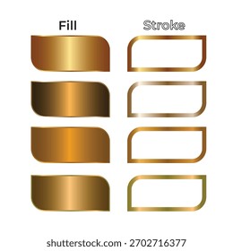 metallic gradient rounded rectangles showing fill and stroke styles, isolated on a white background design.