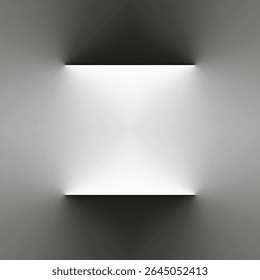Gradiente metálico quadrado. Foco da luz central. Forma de profundidade do vetor. Formulário de caixa abstrata.