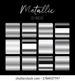 Gradientes metálicos ilustraciones de diseño vectorial aisladas en fondo negro