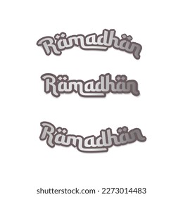 metallic gray 3d ramadan typography. for business needs, headlines or product packaging. on a white background