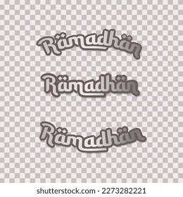 metallic gray 3d ramadan typography. for business needs, headlines or product packaging. with a transparent background