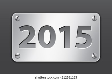 Metallic gray banner for 2015 year. Vector illustration