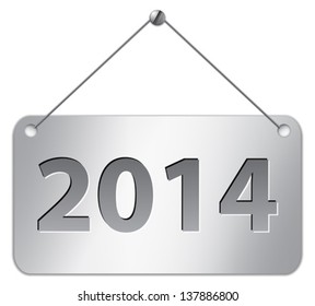 Metallic gray tablet for 2014 year. Vector illustration