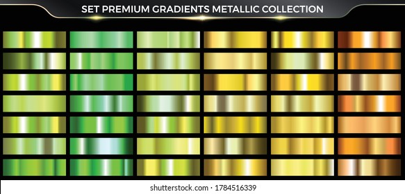  Metallic Green, blue gradient set collection, Gradient colorful palette and texture. Holographic background template for screen, mobile, banner, label, tag.