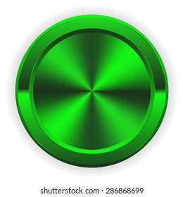 Metallic green button on white background