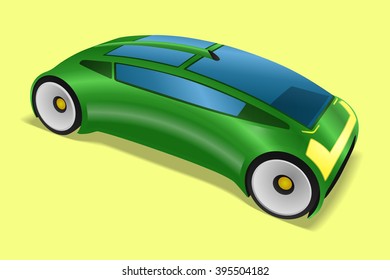 metallic green futuristic design vehicle, future automobile, electric vehicle, concept car, mirrorless car, vector illustration