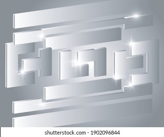 Metallic grey abstract 3d background. Figures vector illustration pattern. Wallpaper. Website landing page and presentation backdrop design. Light texture.