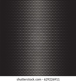 Metallic halftone patterns - silver paint on black background, seamless vector pattern with fading retro comics and manga texture style