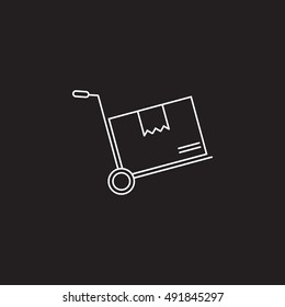 Metallic hand dolly. delivery  line icon, outline vector logo illustration, linear pictogram isolated on black