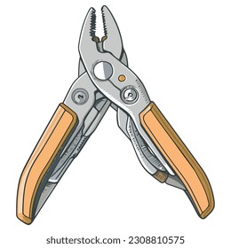 Metallic hand tool pliers key isolated