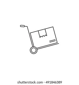 Metallic hand truck dolly. delivery, line icon, outline vector logo illustration, linear pictogram isolated on white