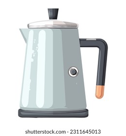 Metallic handle kettle boiling coffee icon isolated