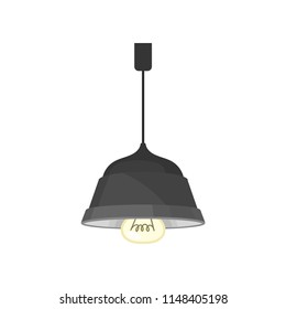 Metallic hang ceiling lamp, interior design element vector Illustration on a white background