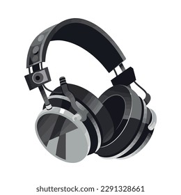 metallic headphones symbolize modern musical activity icon