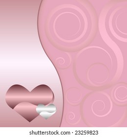 Metallic heart background with swirls