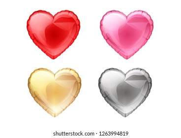 metallic heart balloon vector