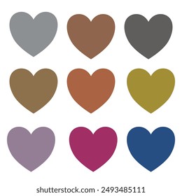 metallic hearts - hand drawn 3d vector graphic