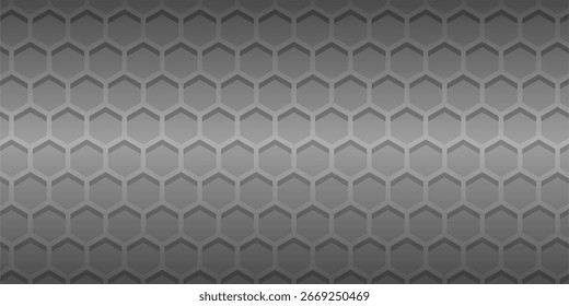 Metallic Hexagon Honeycomb Pattern Background in Gray Gradient, Futuristic Abstract Industrial Texture for Technology and Modern Design Template