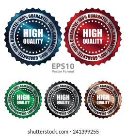 Metallic high quality 100% guarantee icon, tag, label, badge, sign, sticker isolated on white, vector format 