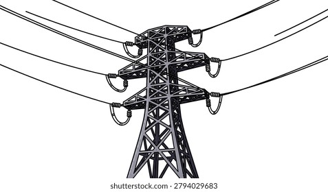 Metallic high voltage electricity transmission tower