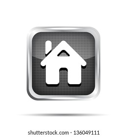 metallic home button on a white background