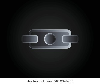 Metallic horizontal chain link connector element on dark gradient with connector