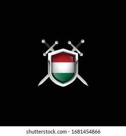 metallic hungary shield with two crossed swords